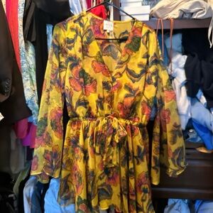 Misa Los Angeles Yellow Floral Mini Dress